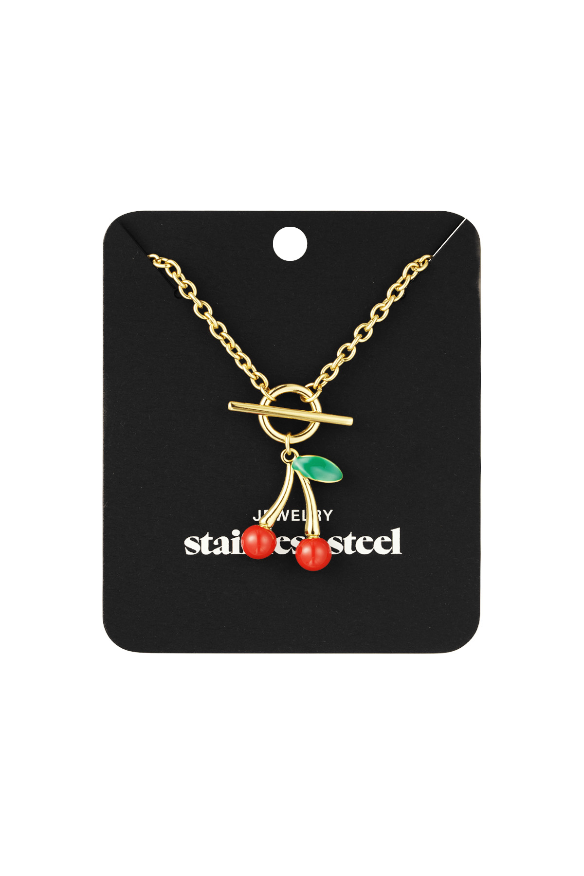 Necklace my cherry - Gold color colored h5 Picture3