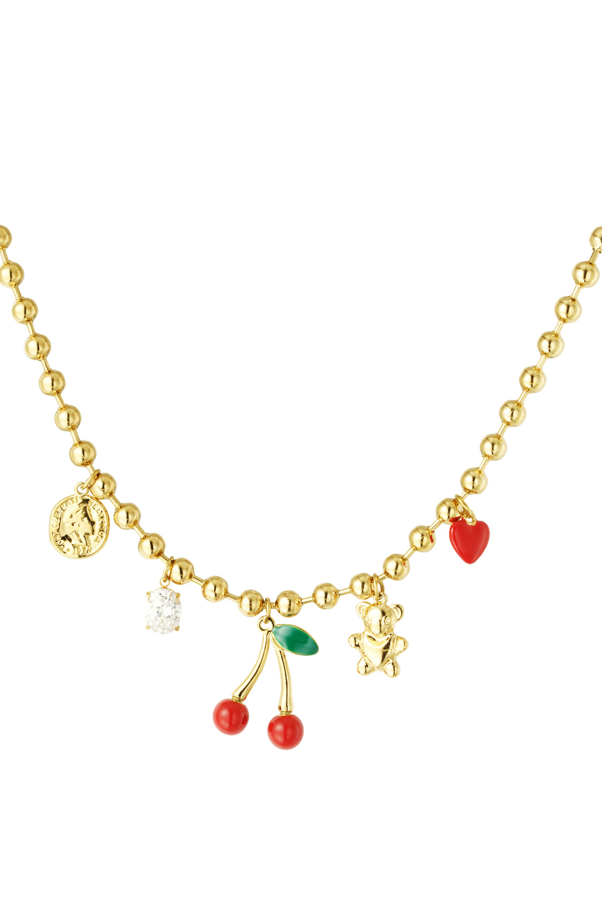 Cherry Chaser Charm Necklace - Gold color Colored h5 