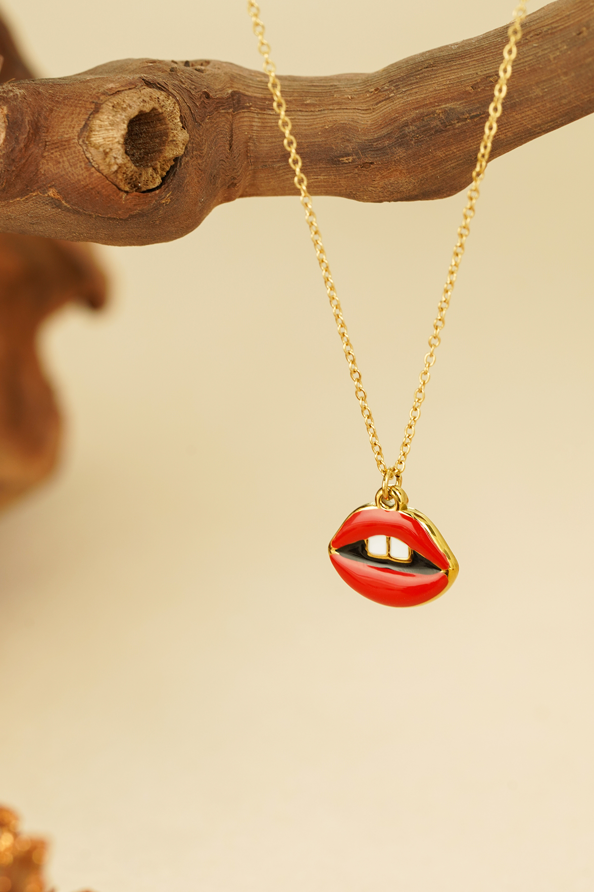 Necklace kiss my lips - Gold color h5 Picture3