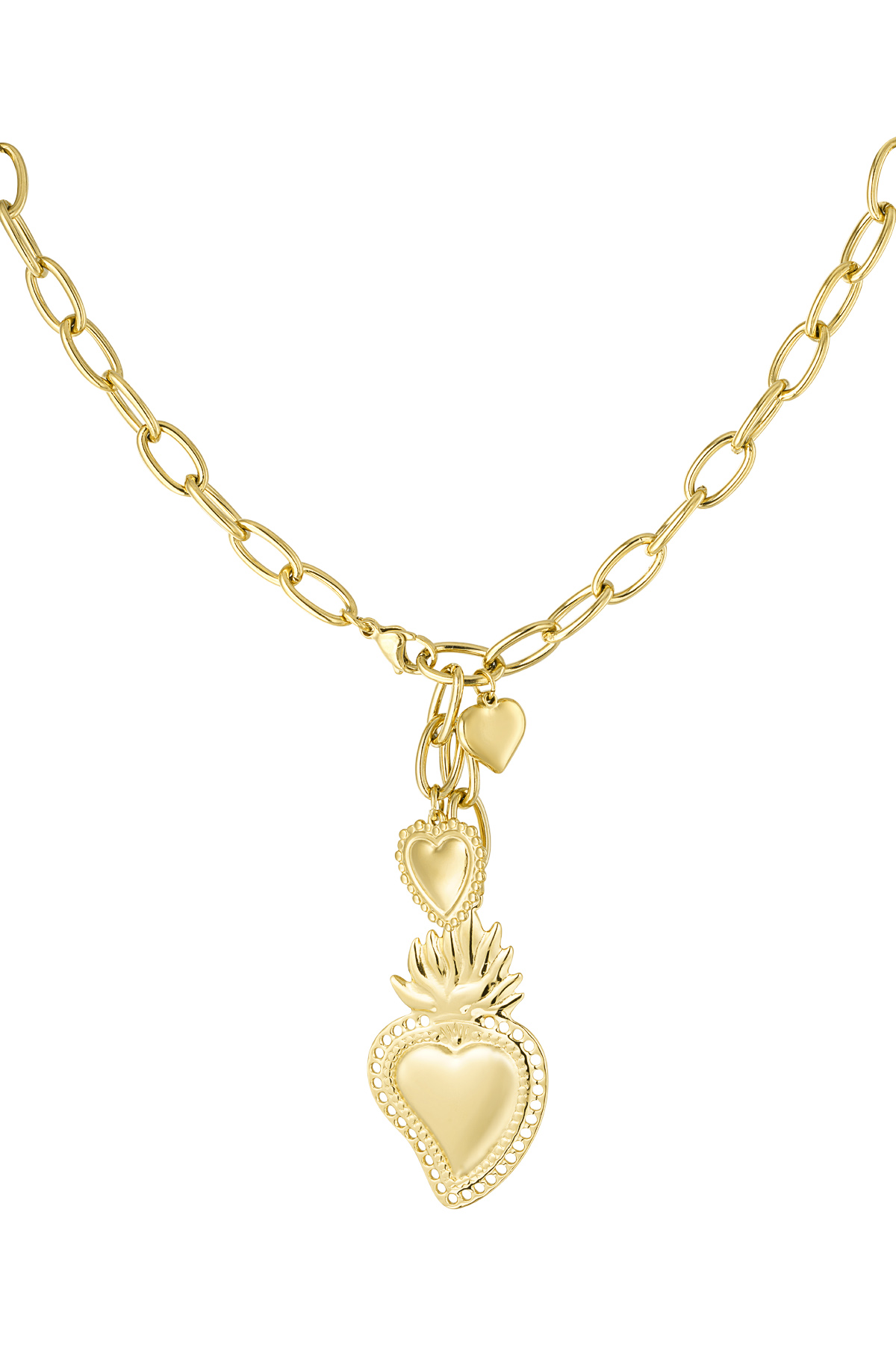 Charm necklace major heart - Gold color h5 