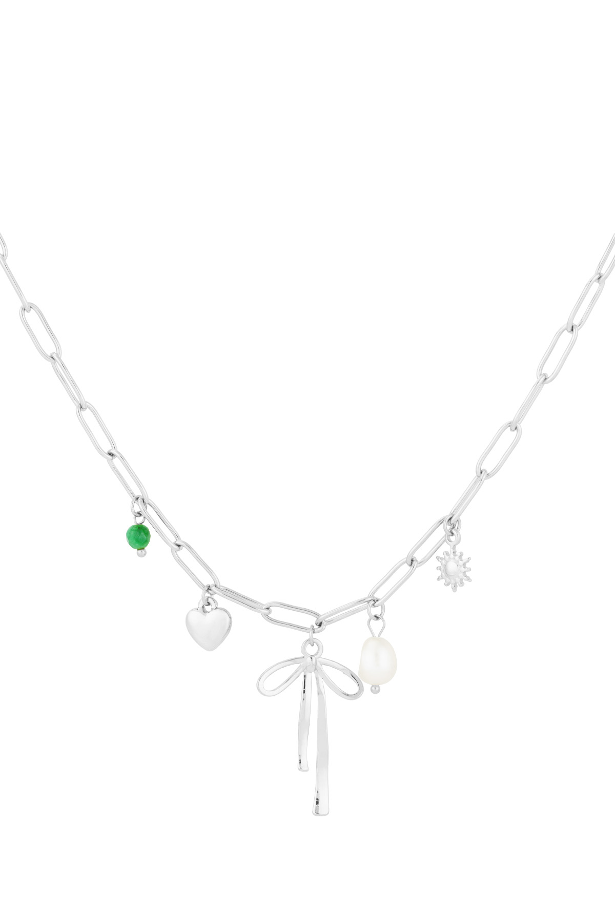 Bow & beyond necklace - Silver color h5 