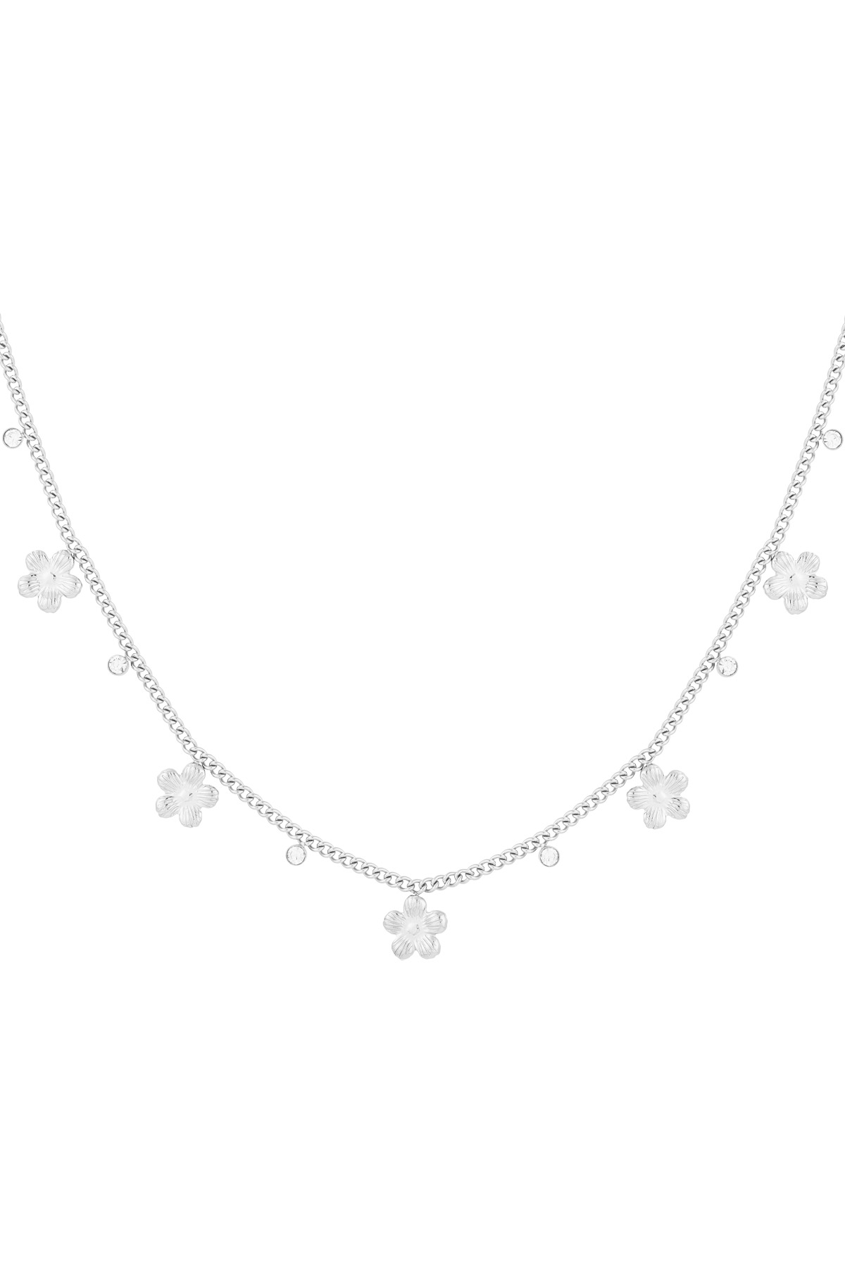 Gleaming flower necklace - Silver color h5 