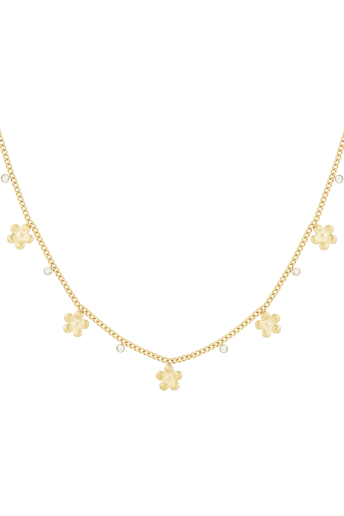 Gleaming flower necklace - Gold color h5 