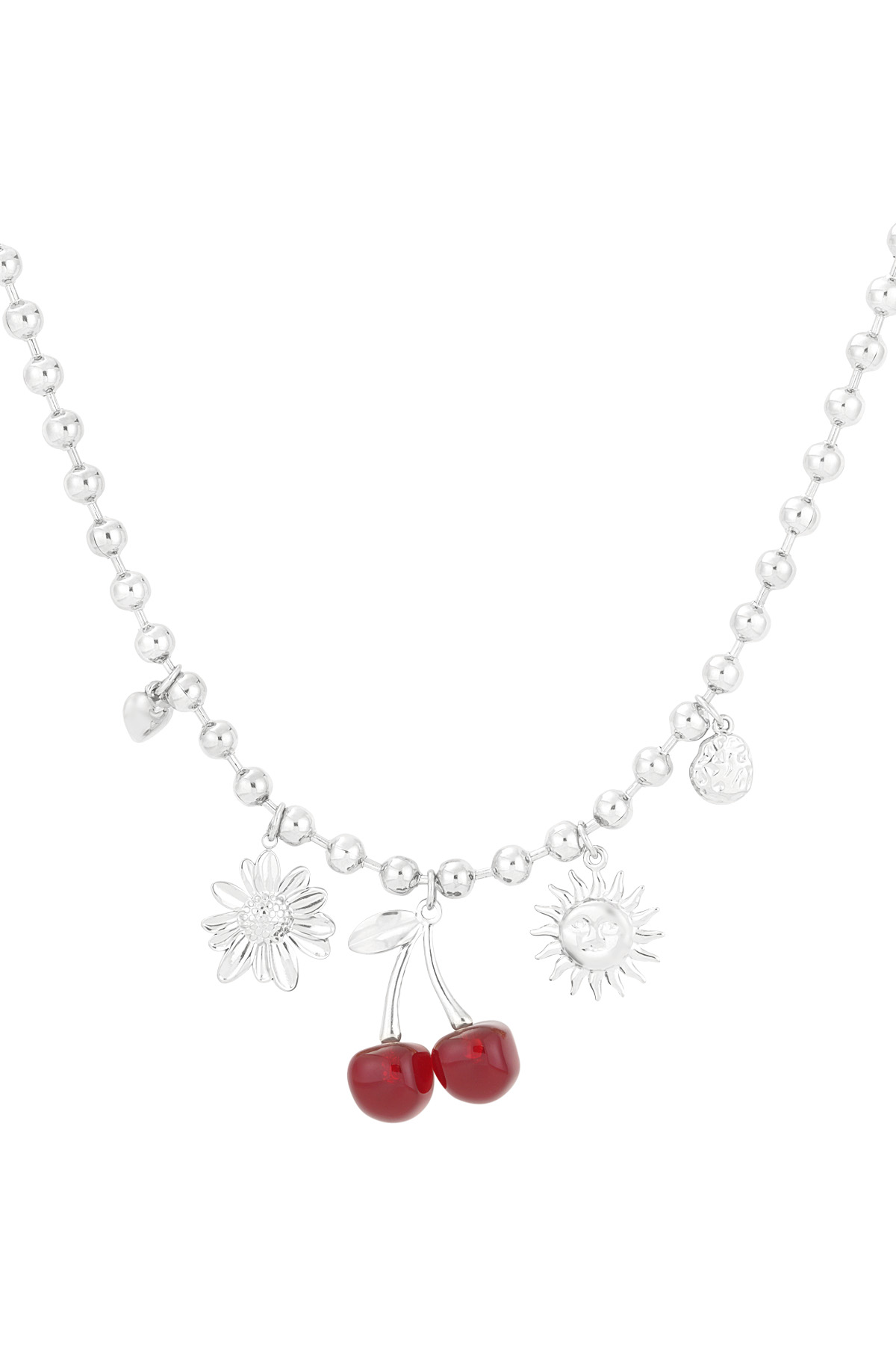 Cherry crush necklace - Silver color h5 