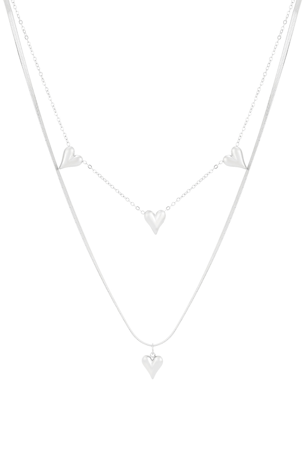 Heart to heart ketting - Zilver kleur h5 