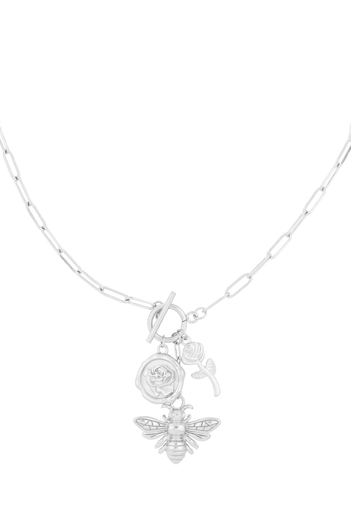 Bee blossom necklace - Silver color h5 