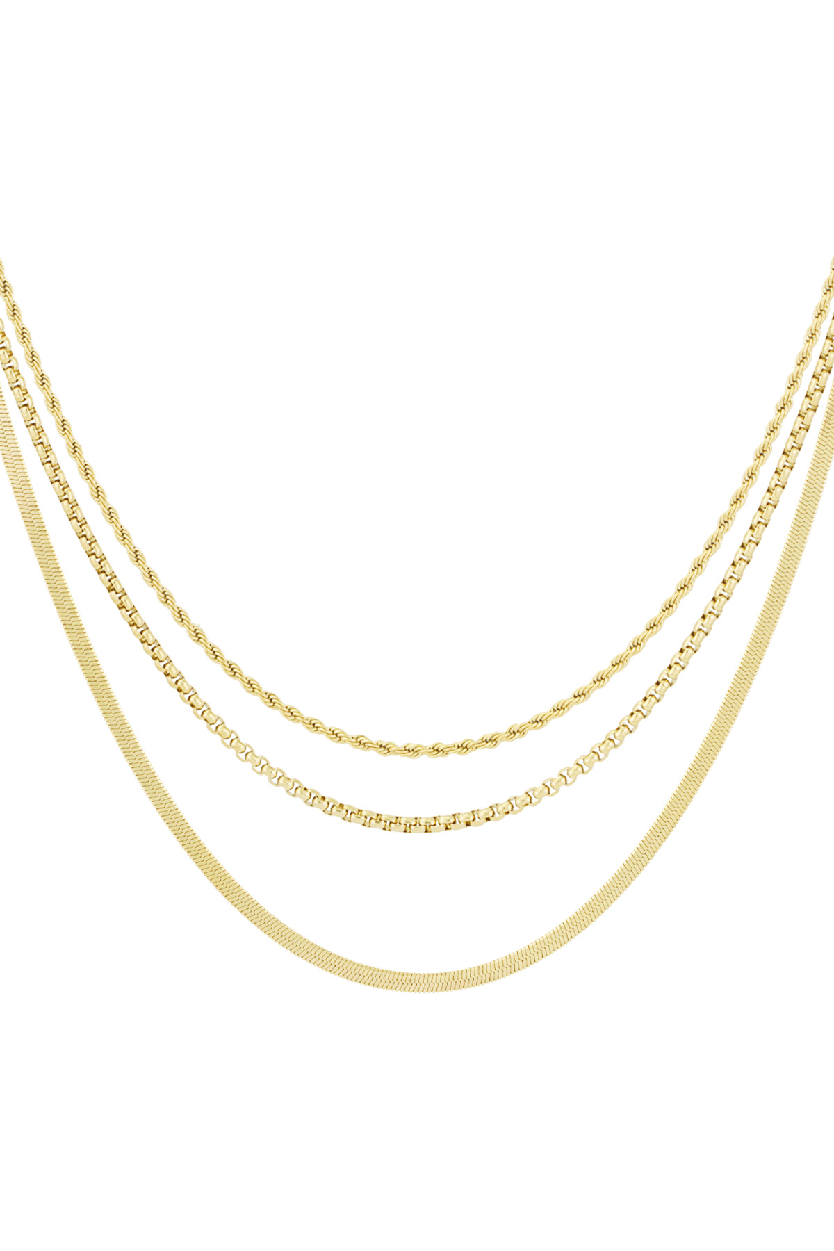 Layered textures necklace - Gold color 2