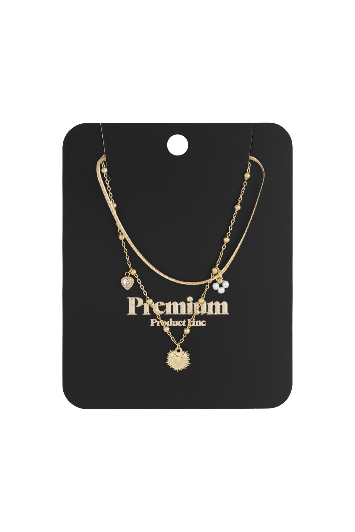 Double necklace with heart charm - Gold color Picture3