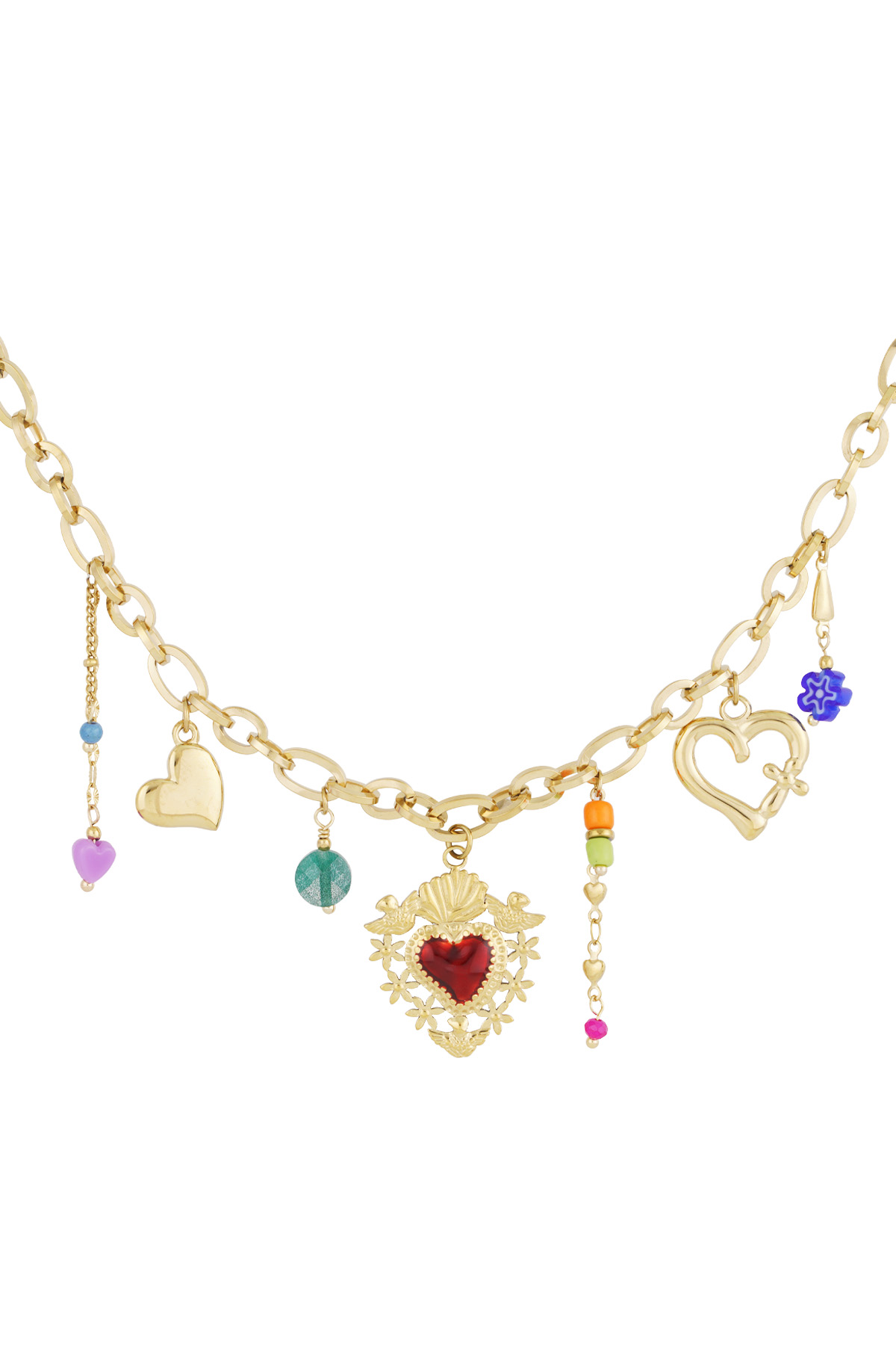 Charm necklace milagros heart - Gold color h5 