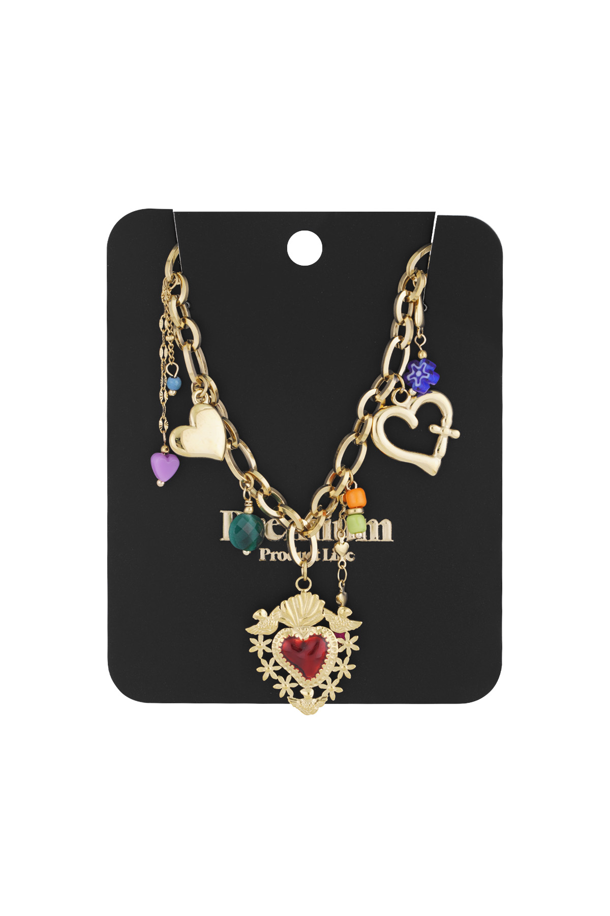 Charm necklace milagros heart - Gold color h5 Picture3