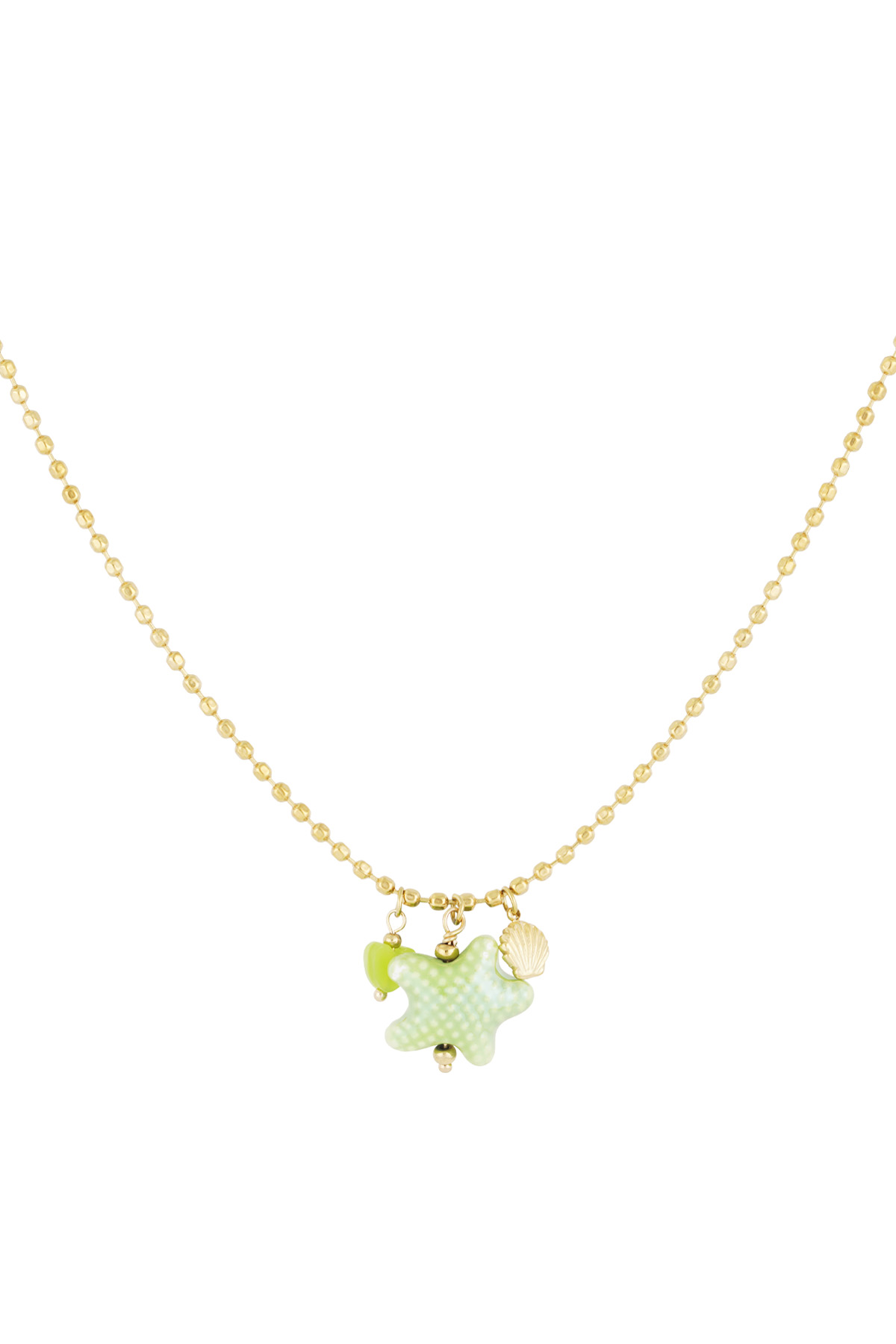 Beachside necklace - Green & gold color