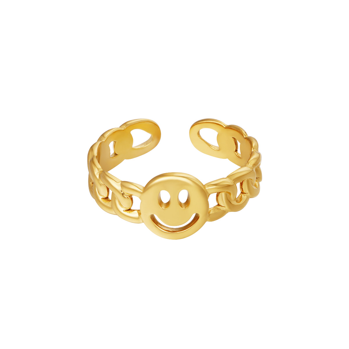 Stainless steel ring smiley