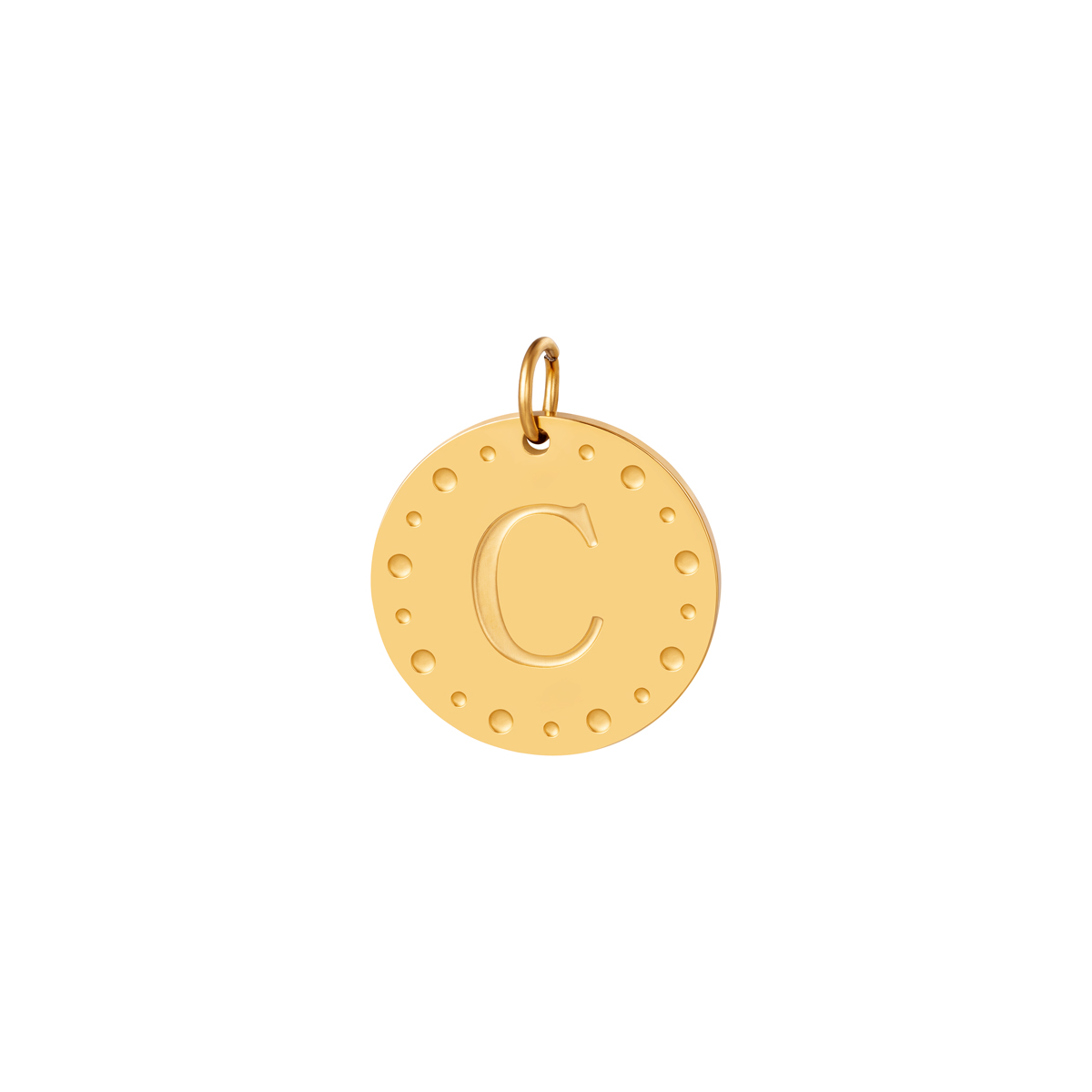 Gold color / Circle charm initial A Picture3