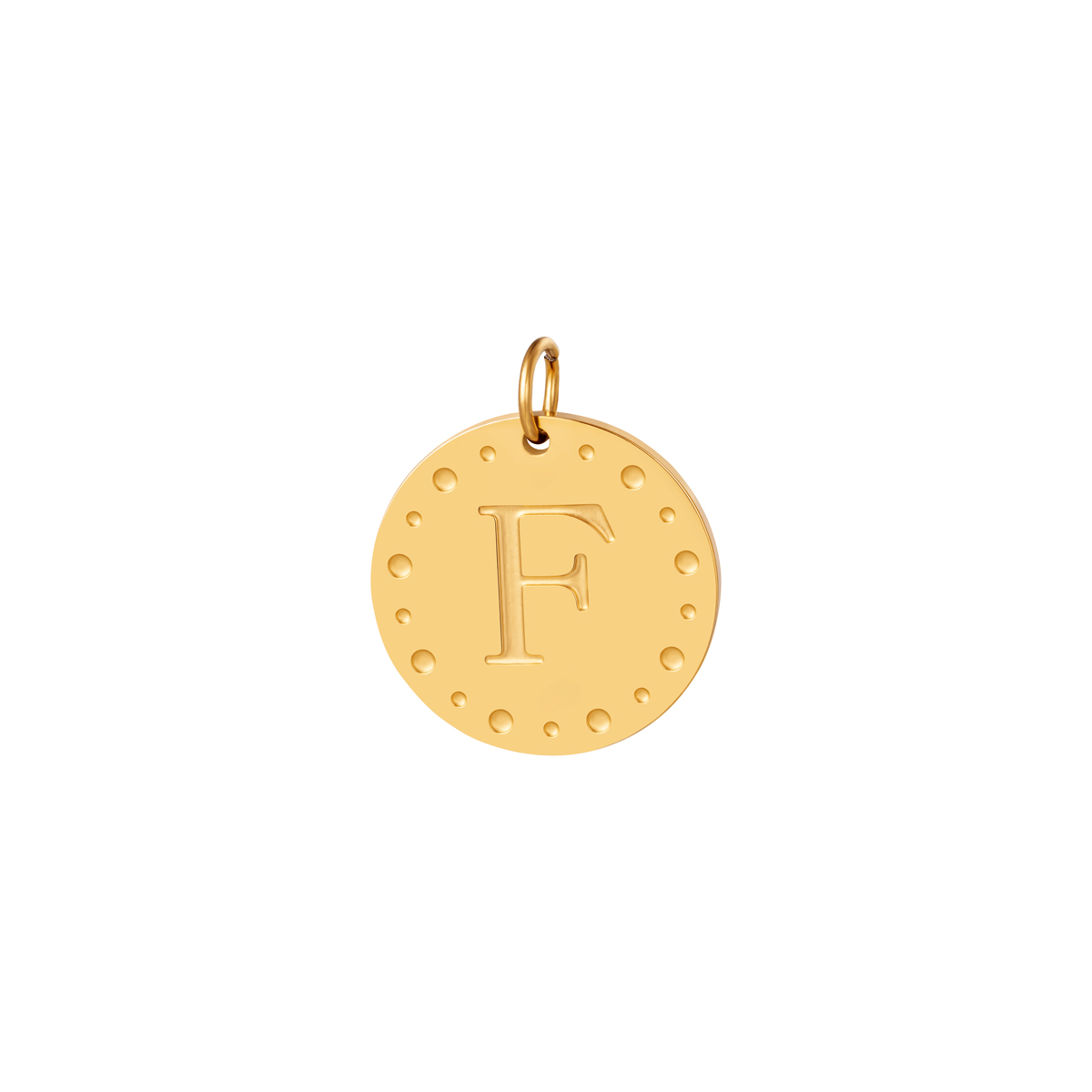 Gold color / Circle charm initial F Picture6