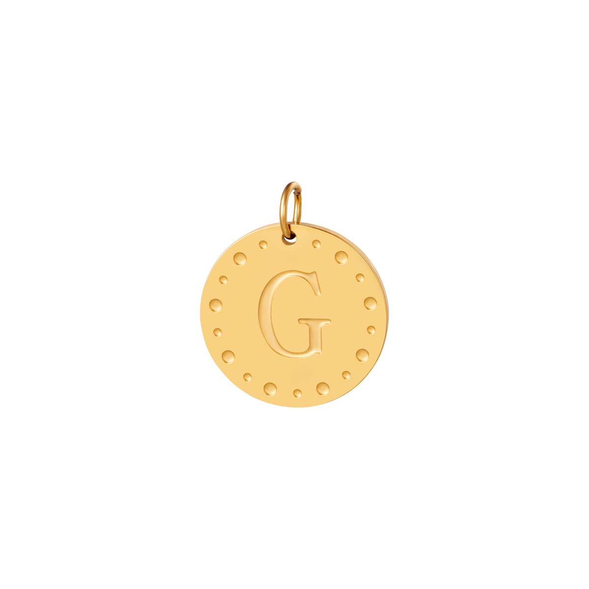 Gold color / Circle charm initial A Picture7