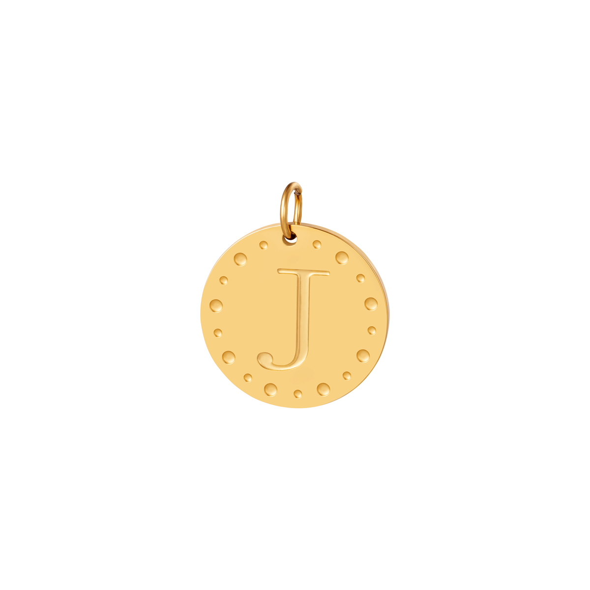 Gold color / Circle charm initial A Picture9