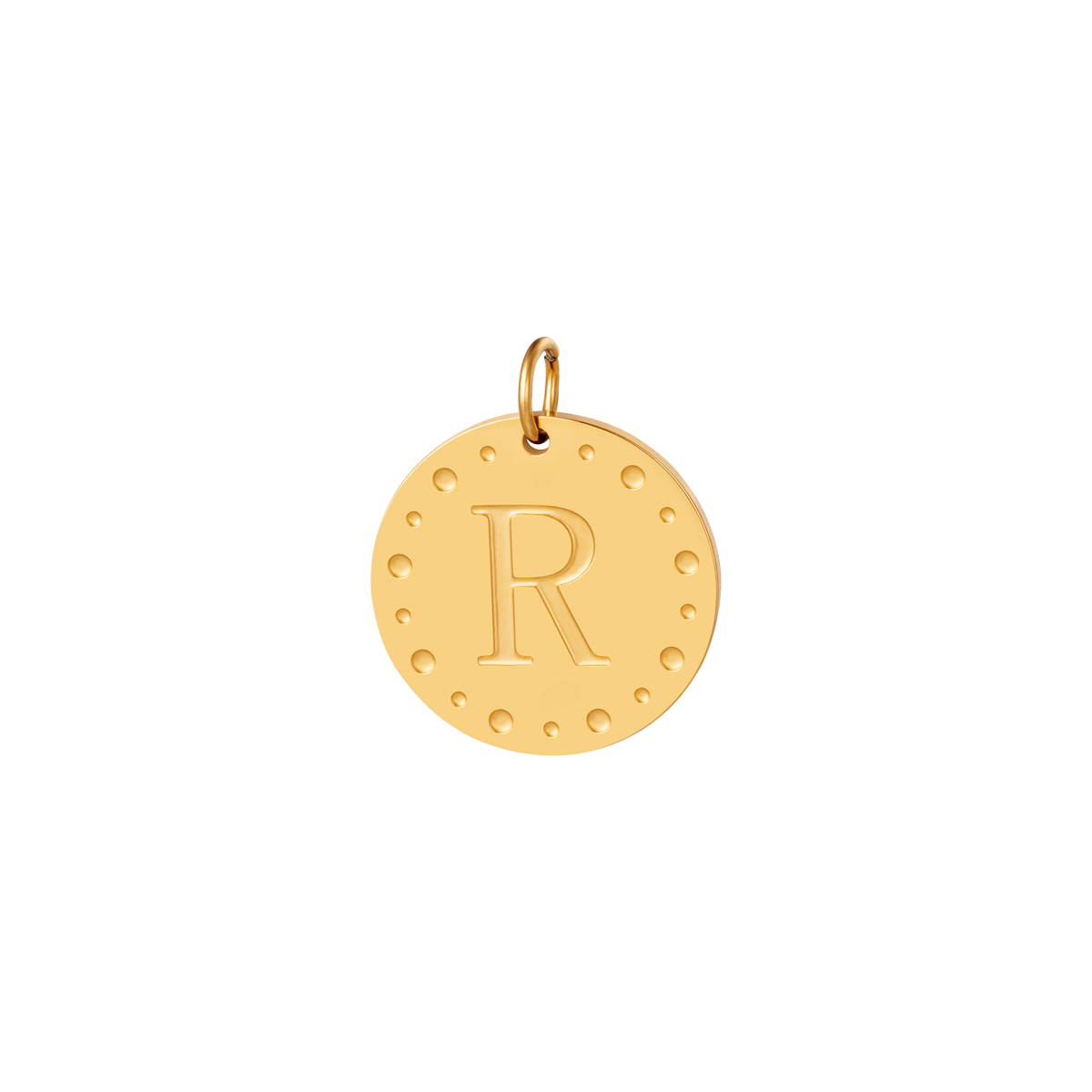 Gold color / Circle charm initial A Picture16