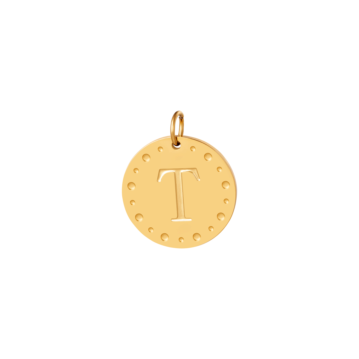 Gold color / Circle charm initial A Picture18