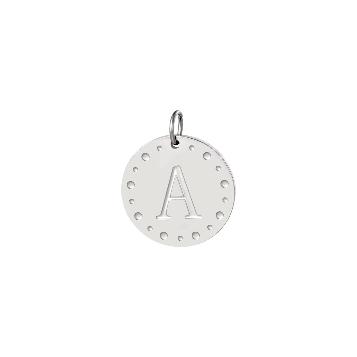 Silver color / Circle charm initial A Picture27