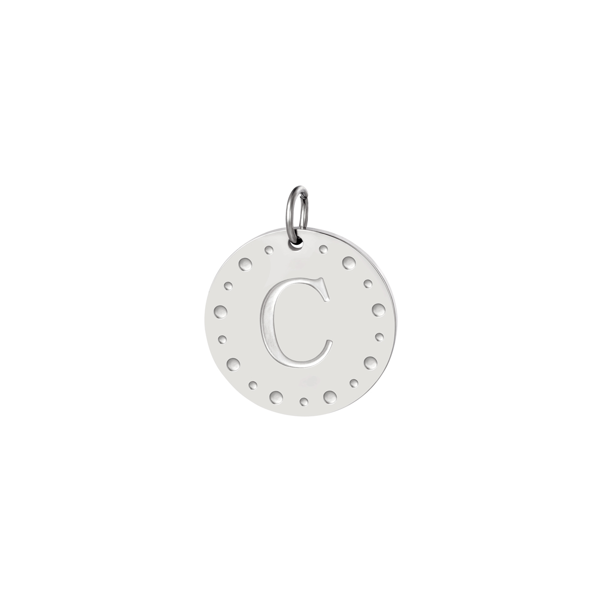 Silver color / Circle charm initial A Picture29