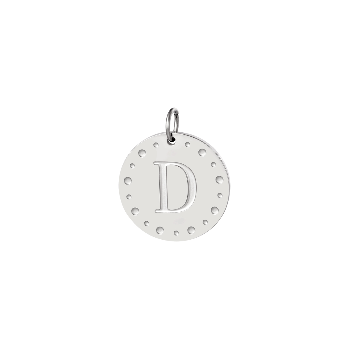 Silver color / Circle charm initial A Picture30