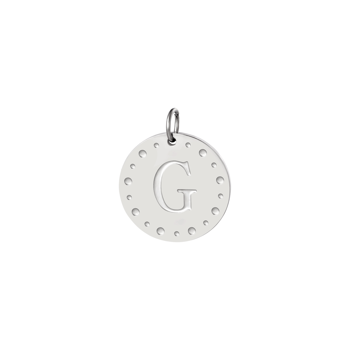 Silver color / Circle charm initial A Picture32