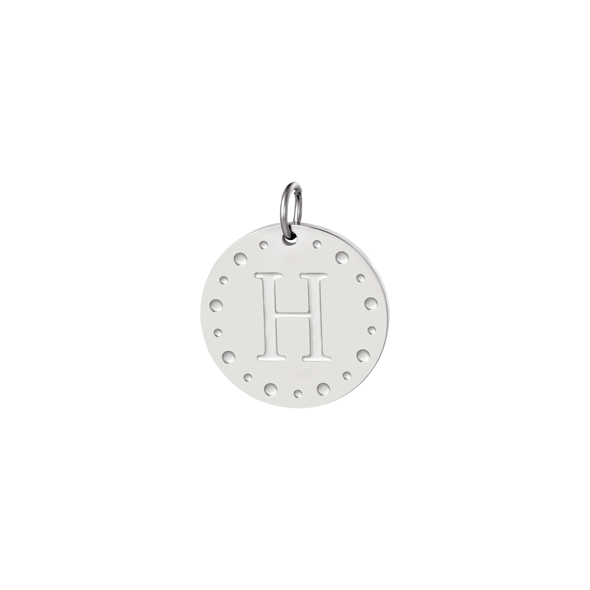 Silver color / Circle charm initial A Picture33