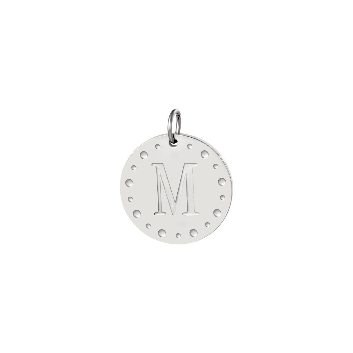 Silver color / Circle charm initial A Picture38