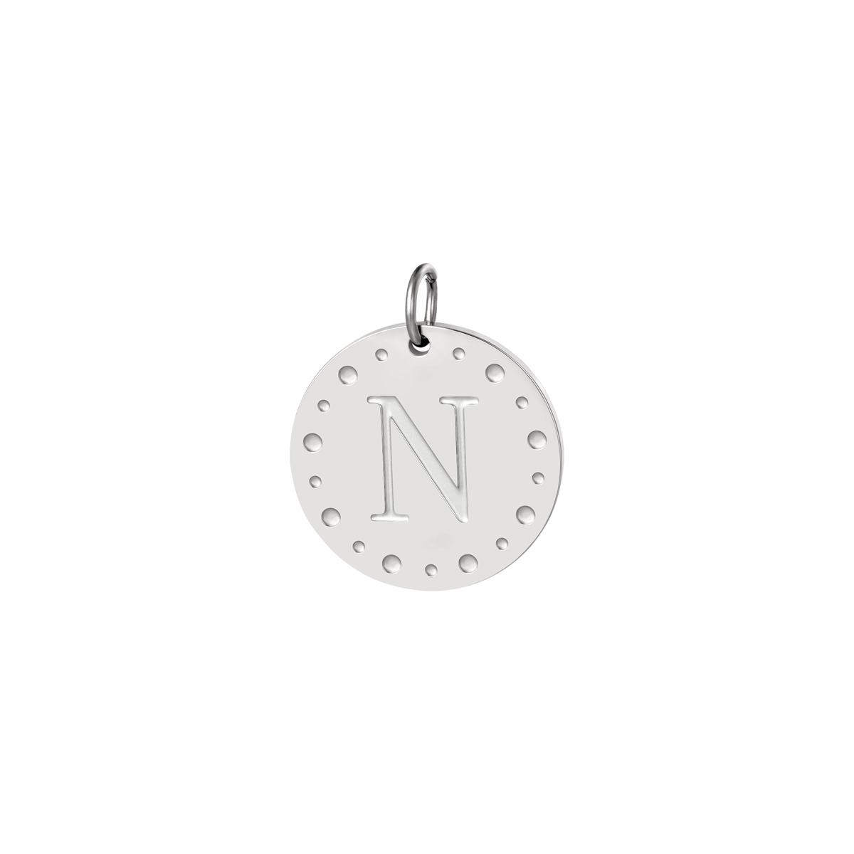 Silver color / Circle charm initial A Picture39