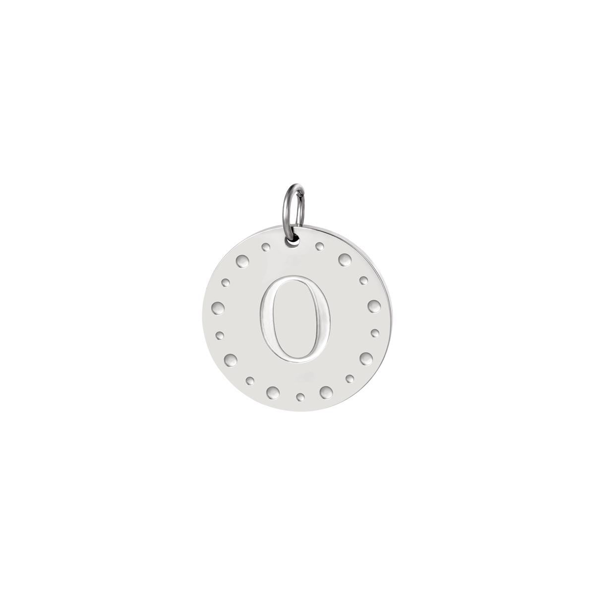 Silver color / Circle charm initial A Picture40