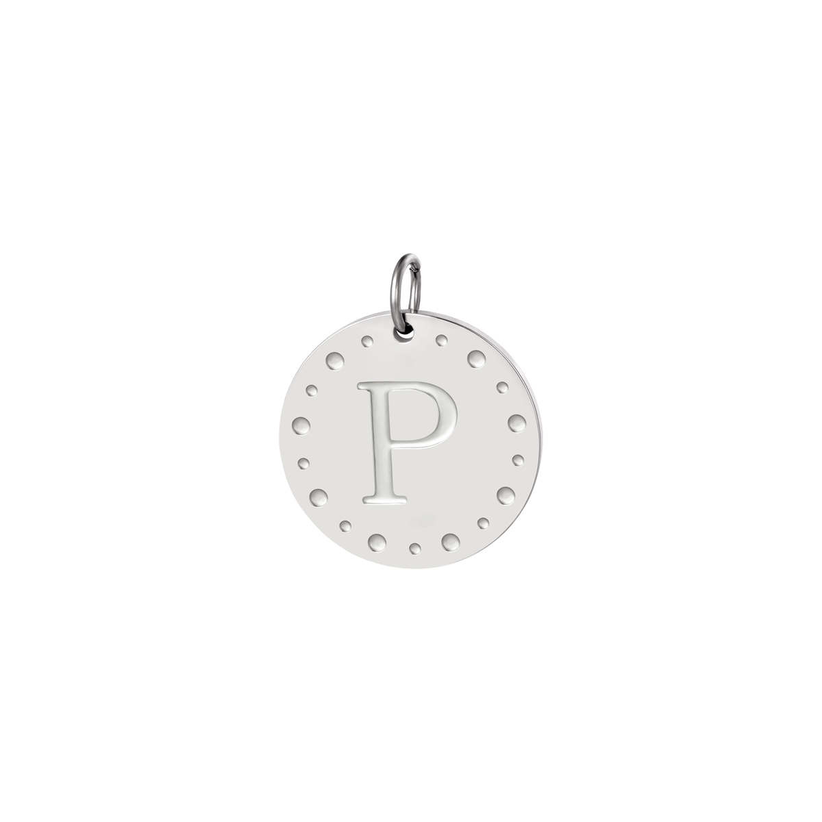 Silver color / Circle charm initial A Picture41