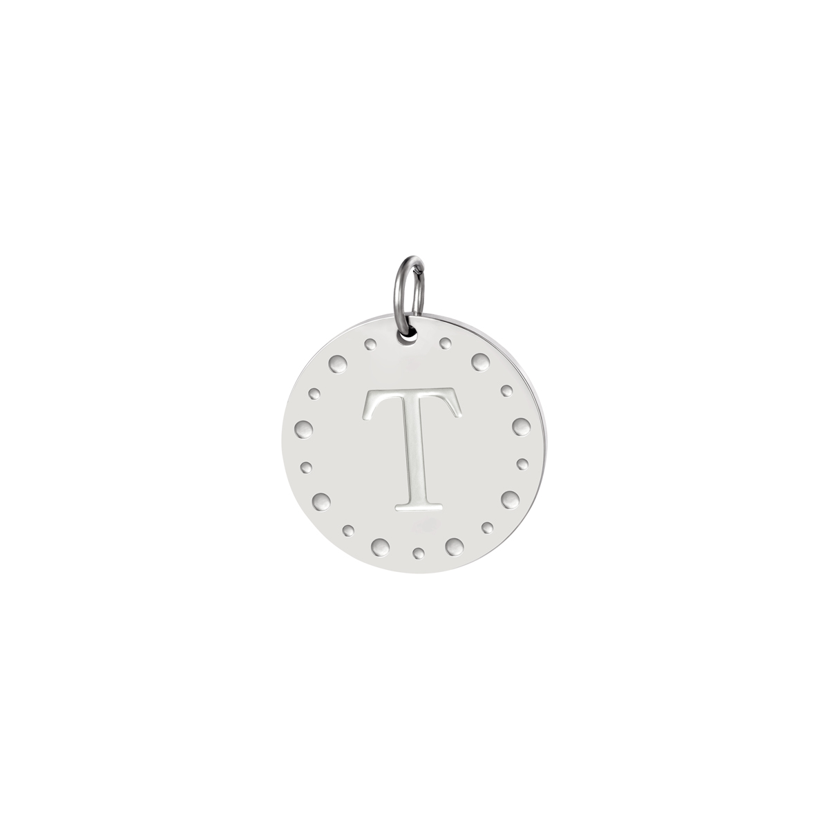 Silver color / Circle charm initial A Picture45