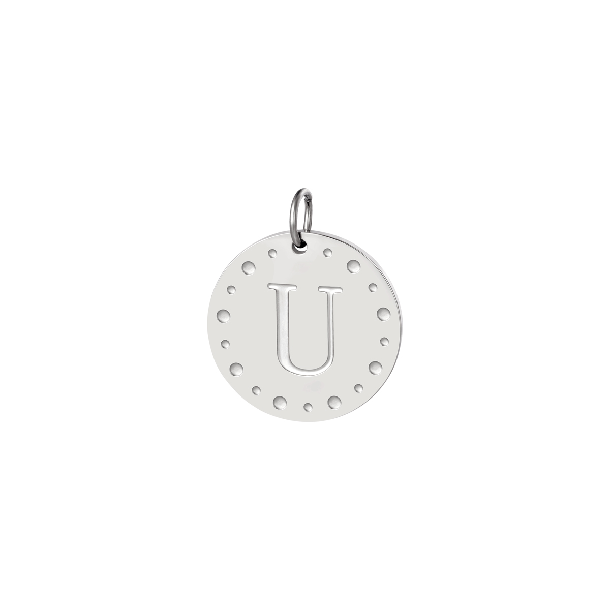 Silver color / Circle charm initial A Picture46