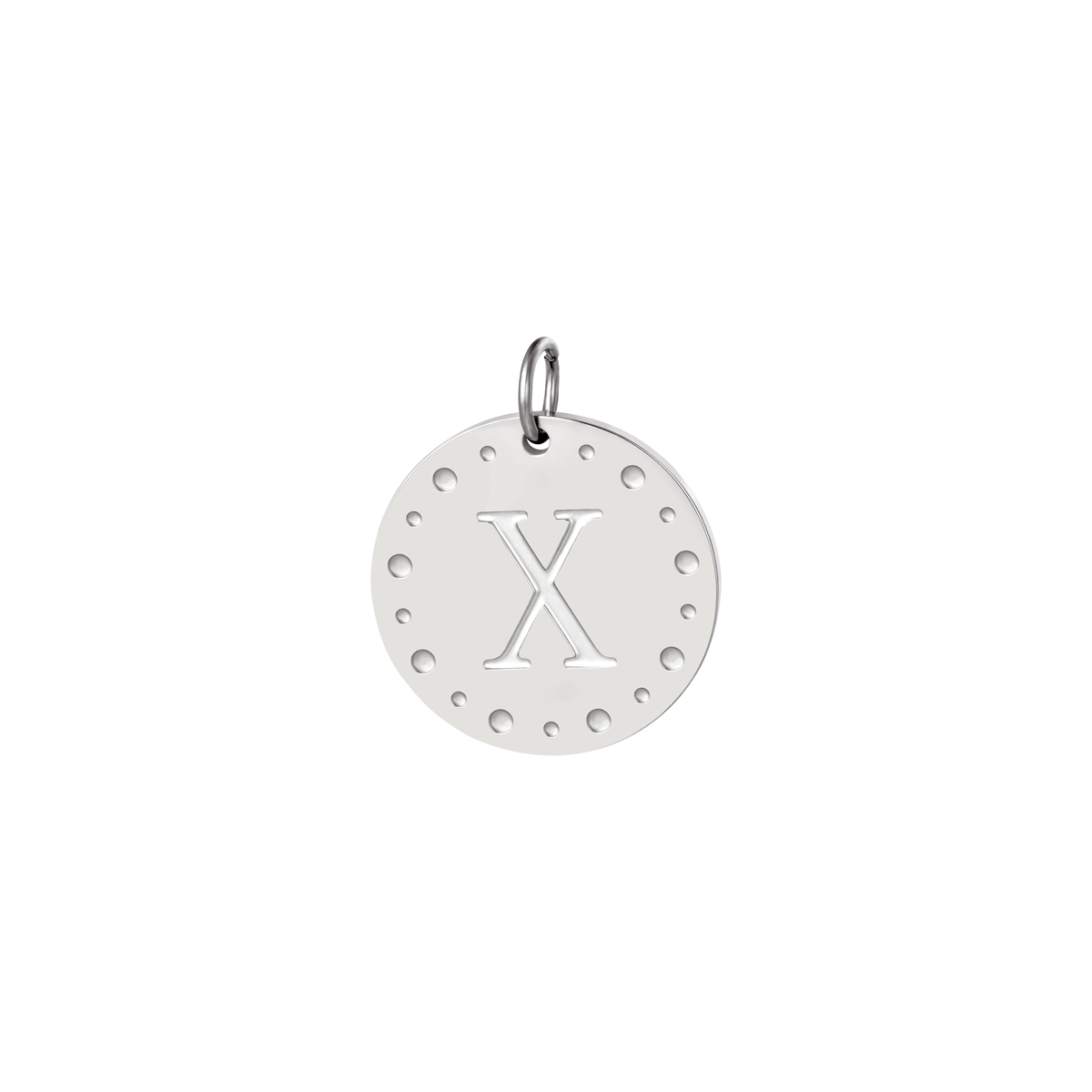 Silver color / Circle charm initial A Picture49