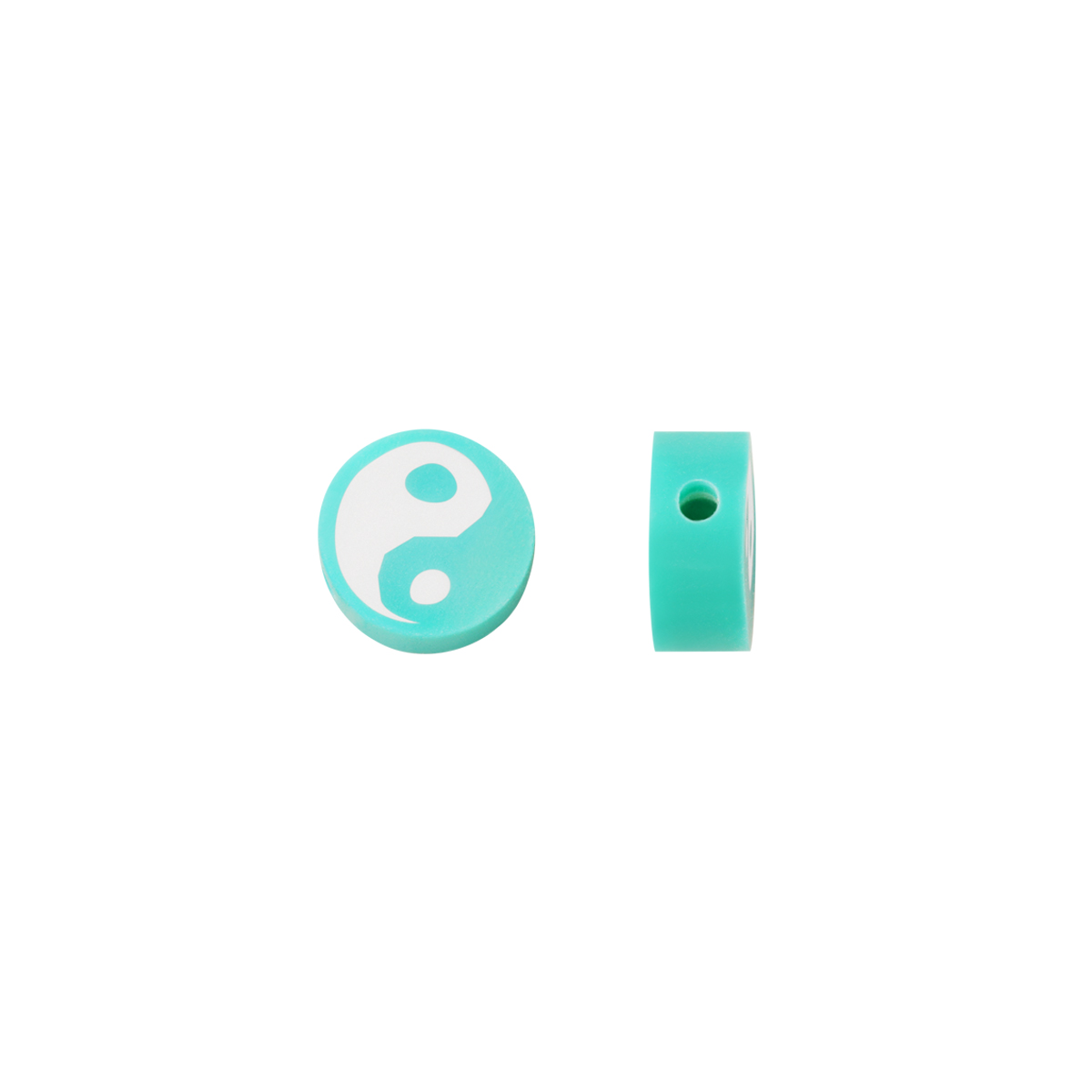 Perles polymère yin et yang turquoise