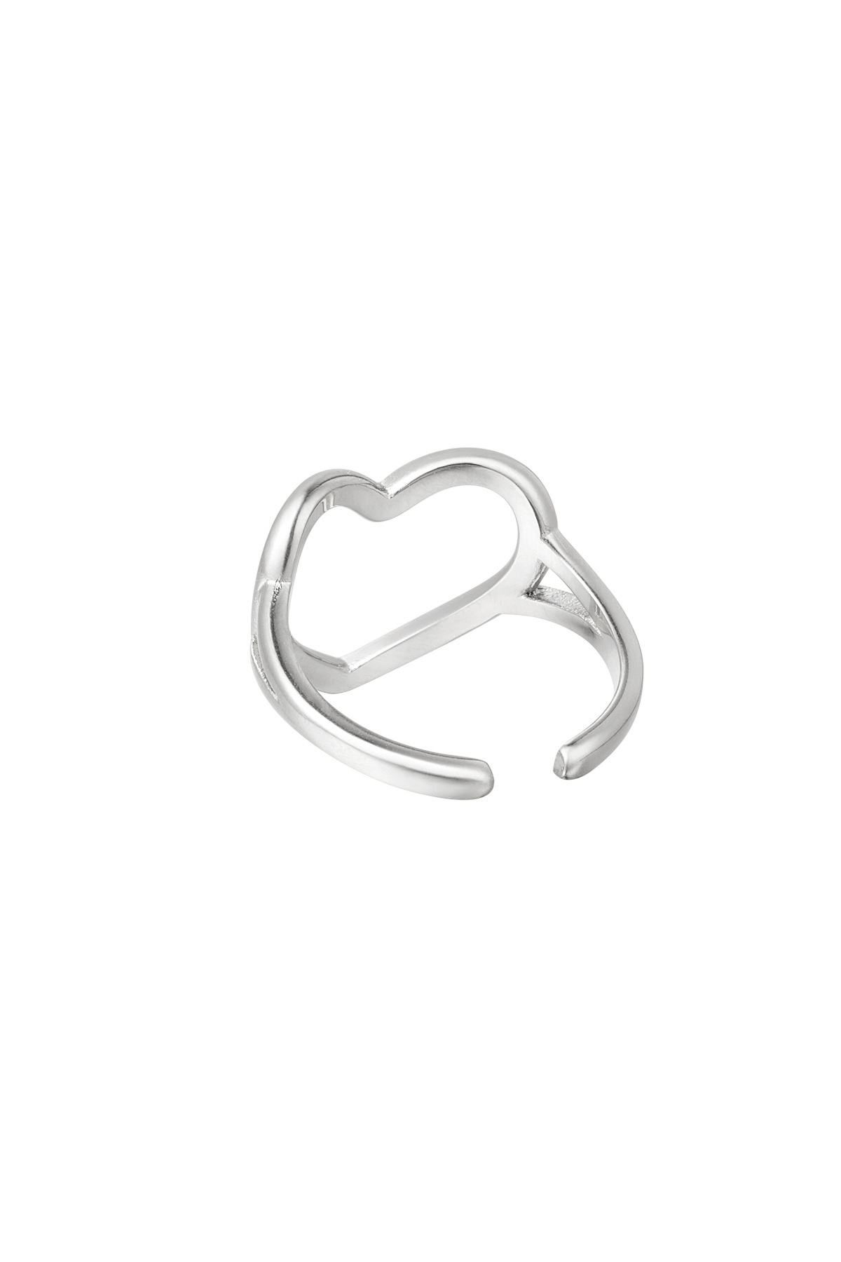 Verstelbare ring hart - zilver Stainless Steel One size h5 Afbeelding2