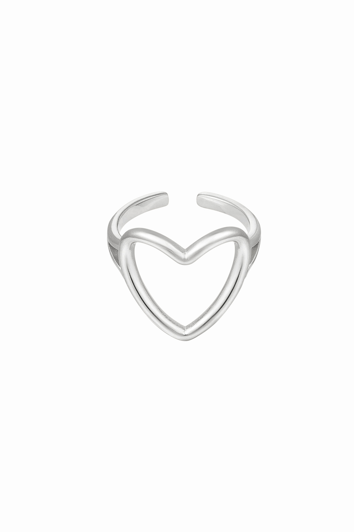 Adjustable ring heart - silver Stainless Steel One size h5 