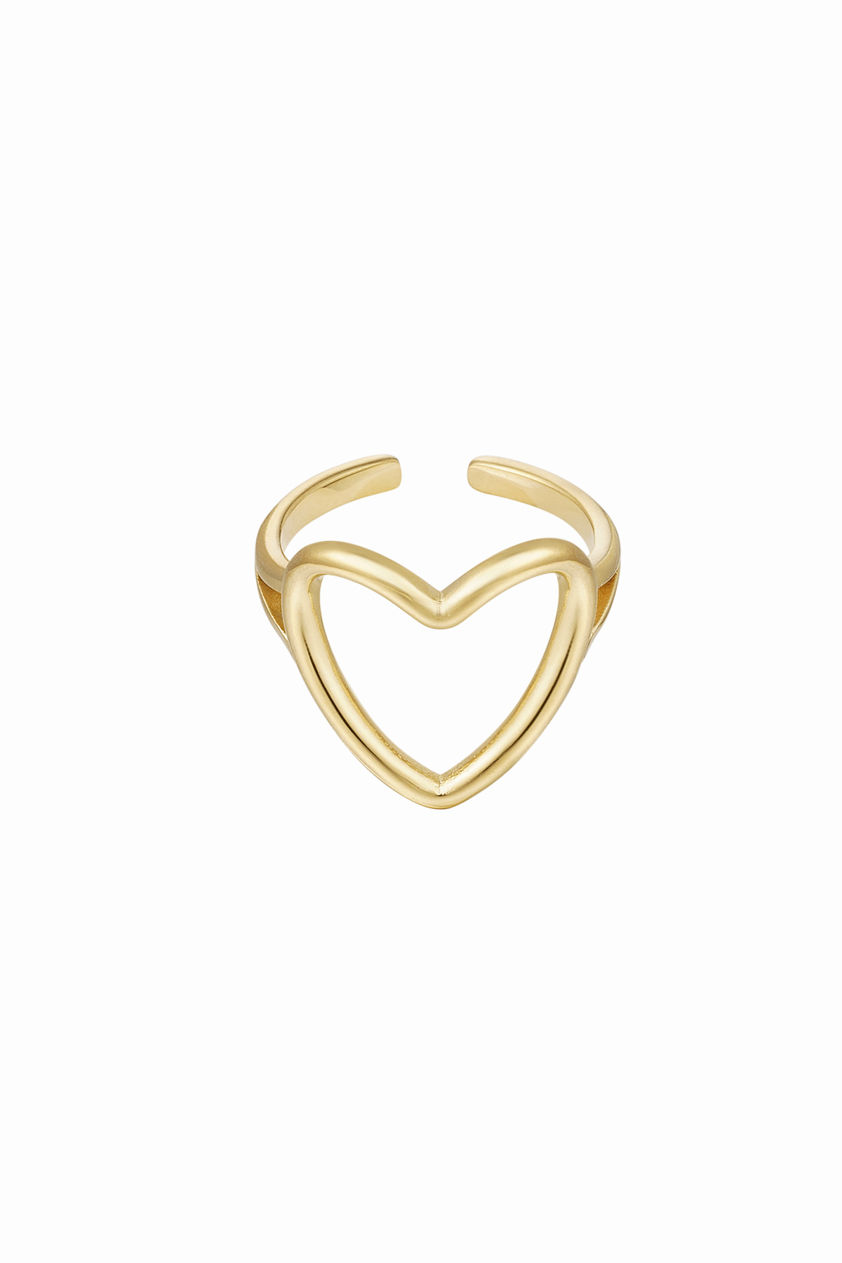 Verstelbare ring hart - goud Stainless Steel One size