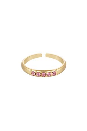 Ring with stones - pink & gold Stainless Steel h5 