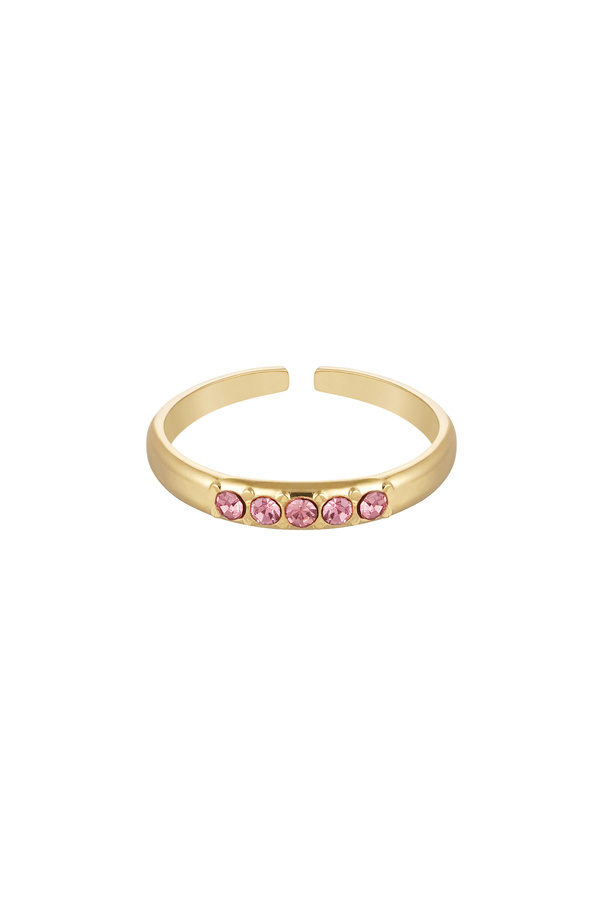 Ring mit Steinen - rosa &amp; goldener Edelstahl