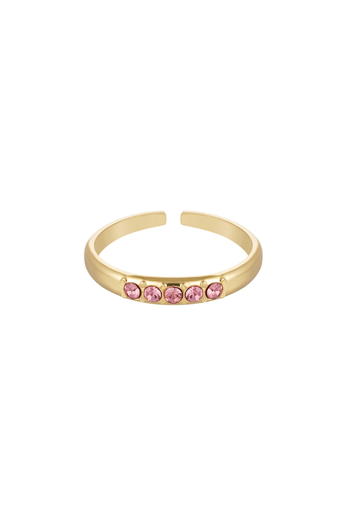Ring with stones - pink & gold Stainless Steel 