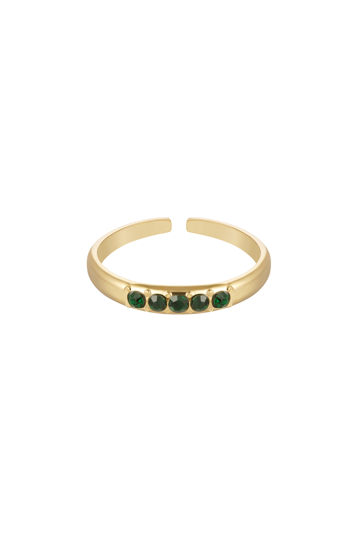 Ring mit Steinen - grüner und goldener Edelstahl