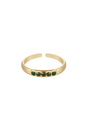 Ring mit Steinen - grüner und goldener Edelstahl h5 