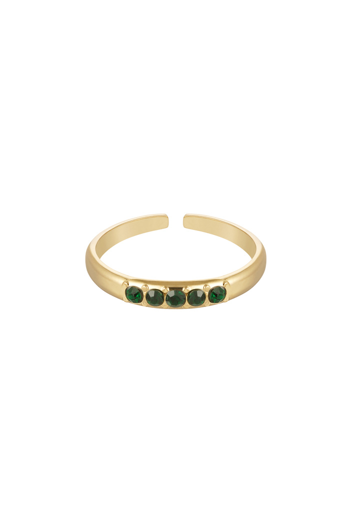 Anello con pietre - Acciaio inossidabile verde e oro 