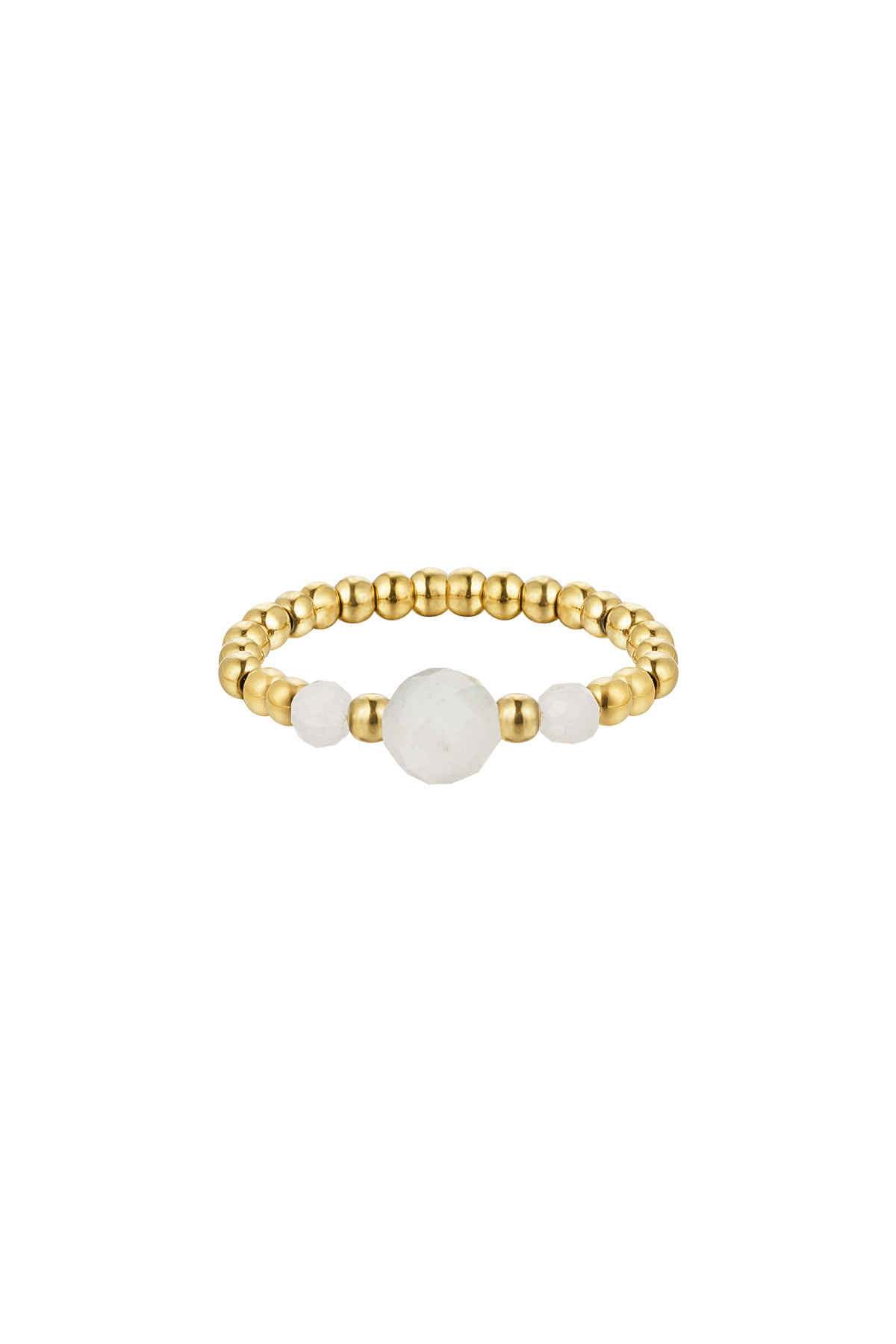 Ring kleine Perlen - Natursteinkollektion - gold/weiß Weißgold Stone One size