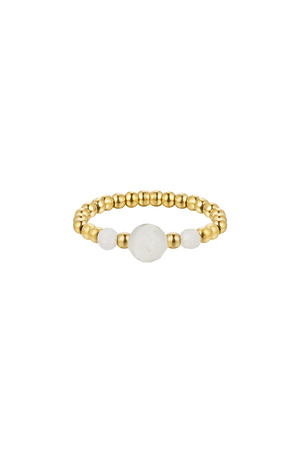 Anello perline piccole - Collezione pietre naturali - oro/bianco White gold Stone One size h5 