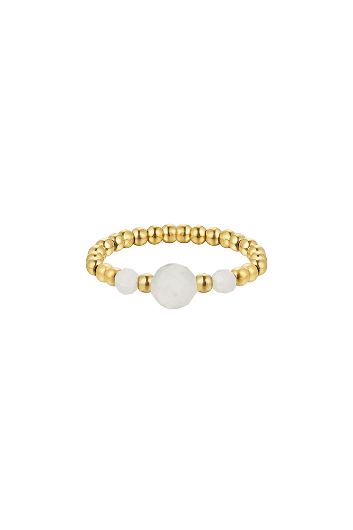 Ring kleine Perlen - Natursteinkollektion - gold/weiß Weißgold Stone One size 