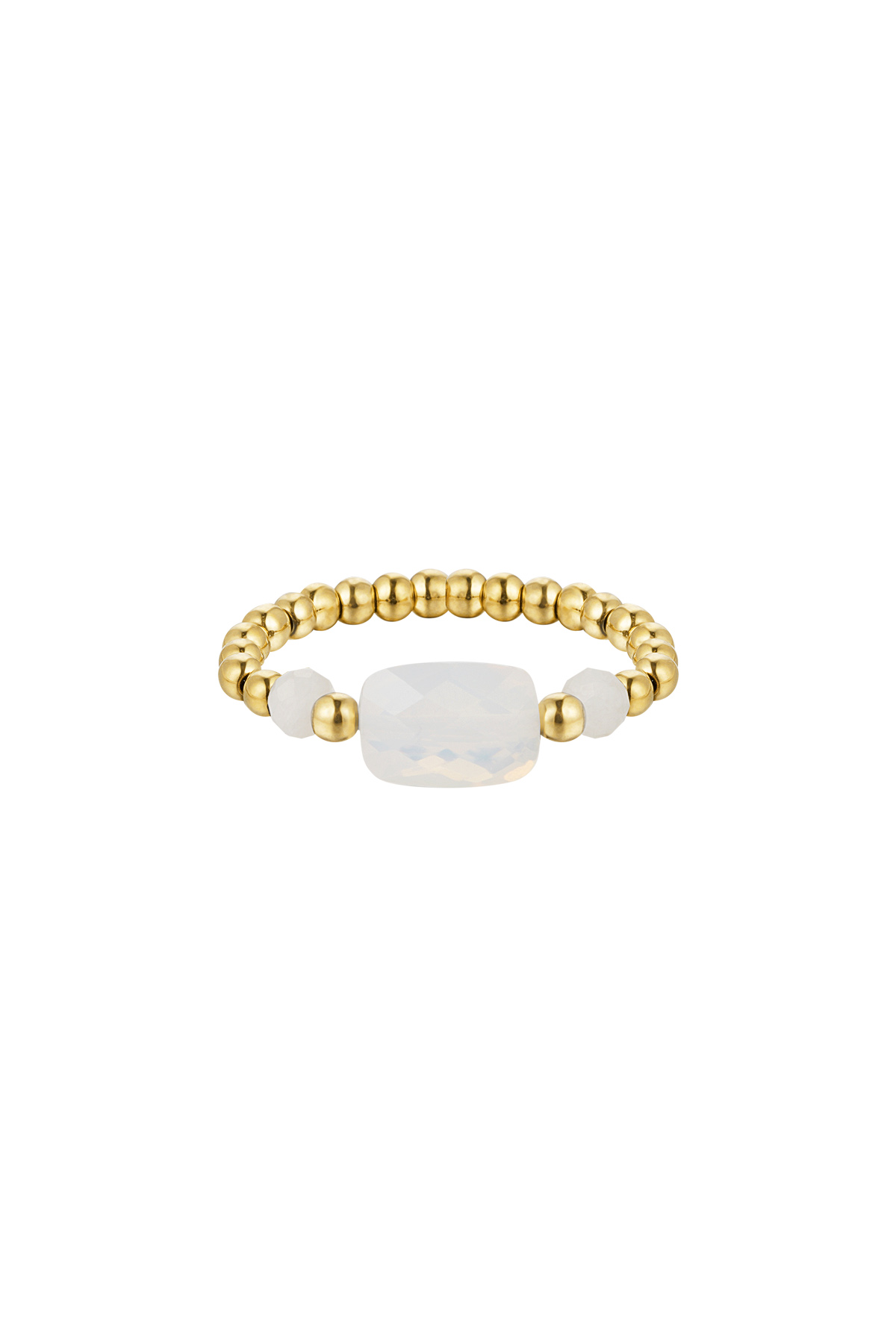 Anello elastico tre perle - bianco - Collezione pietre naturali White gold Stone One size h5 