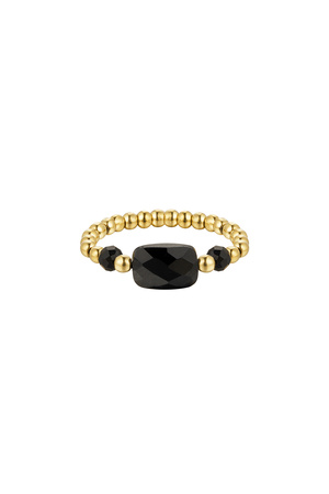 Üç boncuklu elastik halka - siyah - Doğal taş koleksiyonu Black & Gold Stone One size h5 