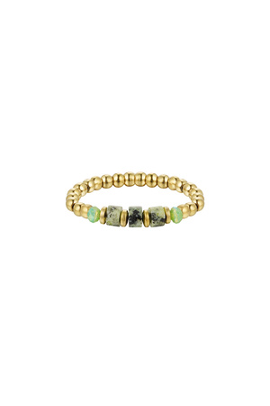 Ring basic stones - Natural stone collection - gold/green Green & Gold One size h5 
